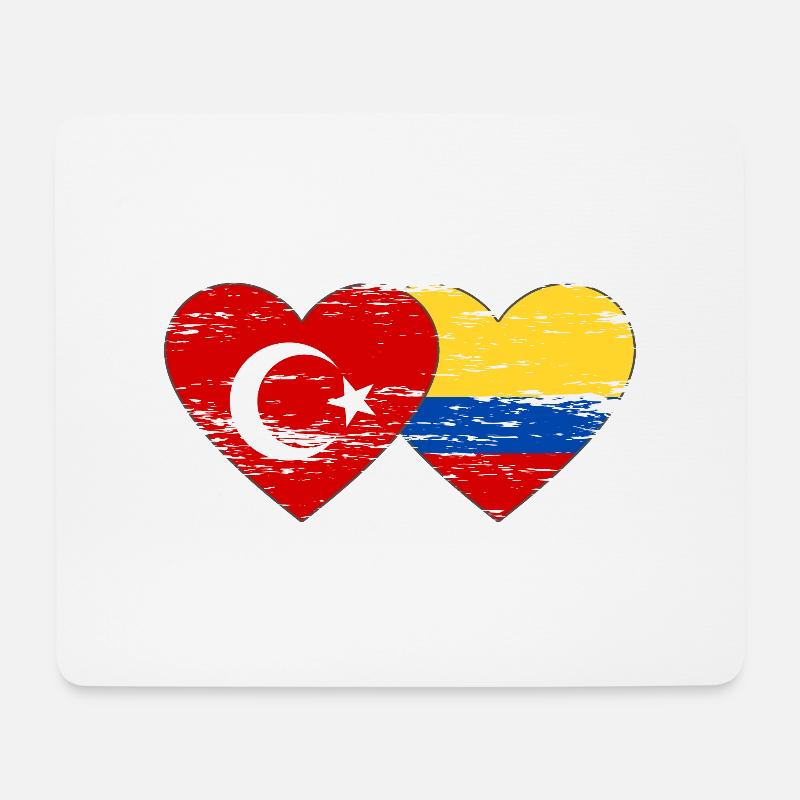 Türkei Kolumbien Flagge Herz used - Mousepad (Querformat) - Weiß