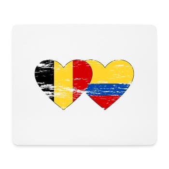 Belgique Colombie drapeau coeur utilisé - Tapis de souris (format paysage) - blanc - Devant