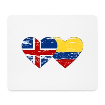 Islande Colombie drapeau coeur utilisé - Tapis de souris (format paysage) - blanc - Devant