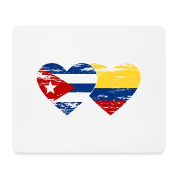Cuba Colombia Flag Heart Used - Mouse Pad (horizontal) - white - Front