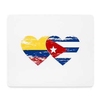 Colombia Cuba Flag Heart used - Mouse Pad (horizontal) - white - Front
