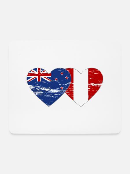 Neuseeland Peru Flagge Herz used - Mousepad (Querformat) - Weiß