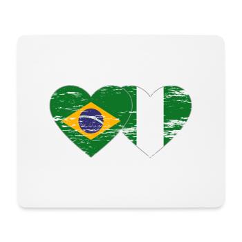 Drapeau du Brésil et du Nigeria coeur utilisé - Tapis de souris (format paysage) - blanc - Devant
