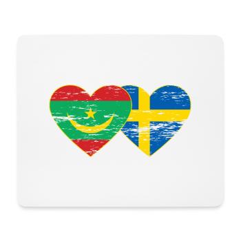 Mauritania Sweden Flag Heart used - Mouse Pad (horizontal) - white - Front