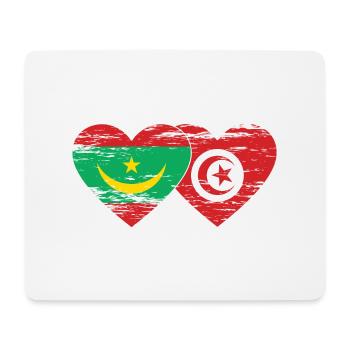 Mauritania Tunisia flag heart used - Mouse Pad (horizontal) - white - Front