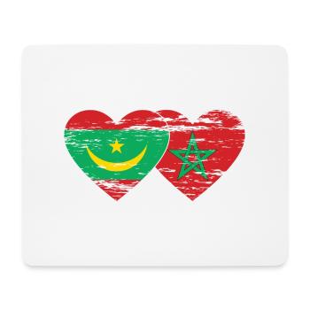 Mauritania Morocco Flag Heart used - Mouse Pad (horizontal) - white - Front