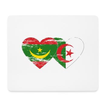 Algeria Mauritania Flag Heart used - Mouse Pad (horizontal) - white - Front