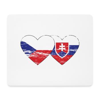 Tschechien Slowakei Flagge Herz used - Mousepad (Querformat) - Weiß - Vorne
