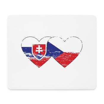 Slovaquie République tchèque Drapeau Coeur utilisé - Tapis de souris (format paysage) - blanc - Devant