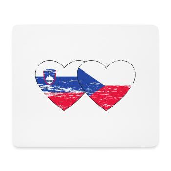 Slovénie République tchèque Drapeau Coeur utilisé - Tapis de souris (format paysage) - blanc - Devant
