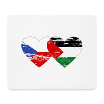 Czech Republic Palestine flag heart used - Mouse Pad (horizontal) - white - Front