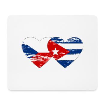 Czech Republic Cuba flag heart used - Mouse Pad (horizontal) - white - Front