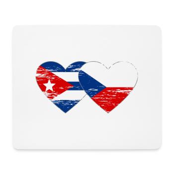 Cuba République Tchèque Drapeau Coeur Utilisé - Tapis de souris (format paysage) - blanc - Devant