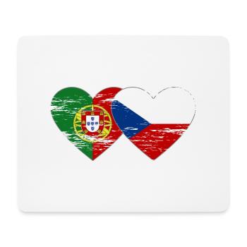 Portugal Drapeau de la République tchèque coeur utilisé - Tapis de souris (format paysage) - blanc - Devant