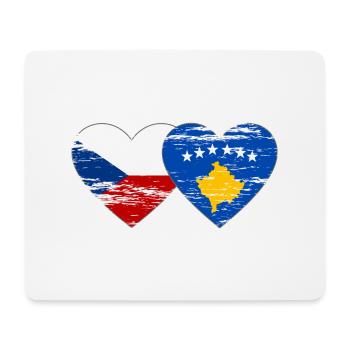 République tchèque Kosovo drapeau coeur utilisé - Tapis de souris (format paysage) - blanc - Devant