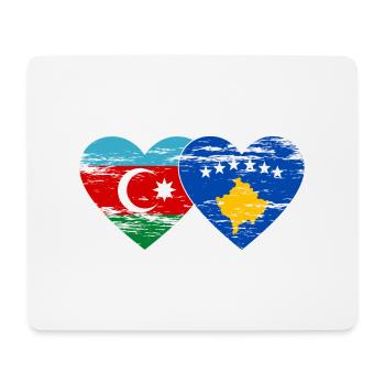 Drapeau de l’Azerbaïdjan et du Kosovo coeur utilisé - Tapis de souris (format paysage) - blanc - Devant