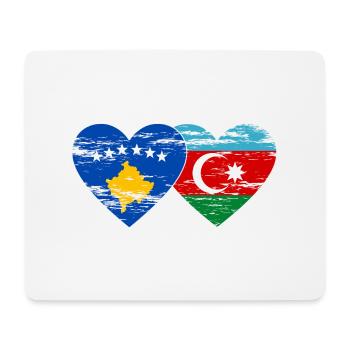 Kosovo Azerbaijan Flag Heart used - Mouse Pad (horizontal) - white - Front