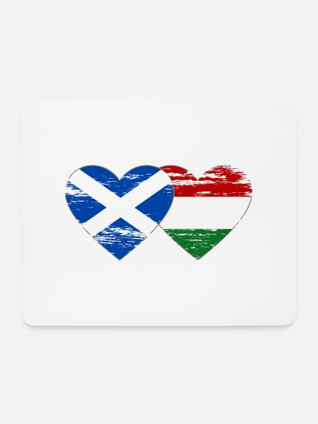 Schottland Ungarn Flagge Herz used - Mousepad (Querformat) - Weiß