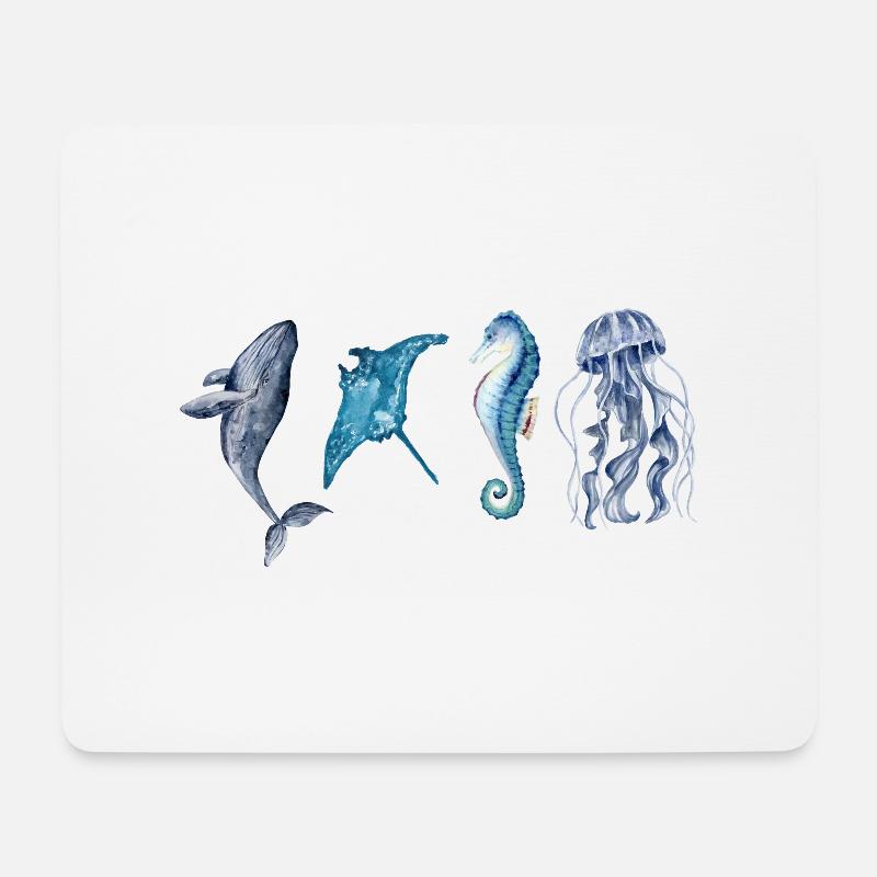 Die Tiere des Ozeans - Mousepad (Querformat) - Weiß