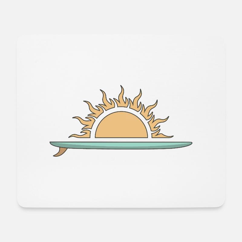 Surfboard mit Sonnenuntergang - Mousepad (Querformat) - Weiß