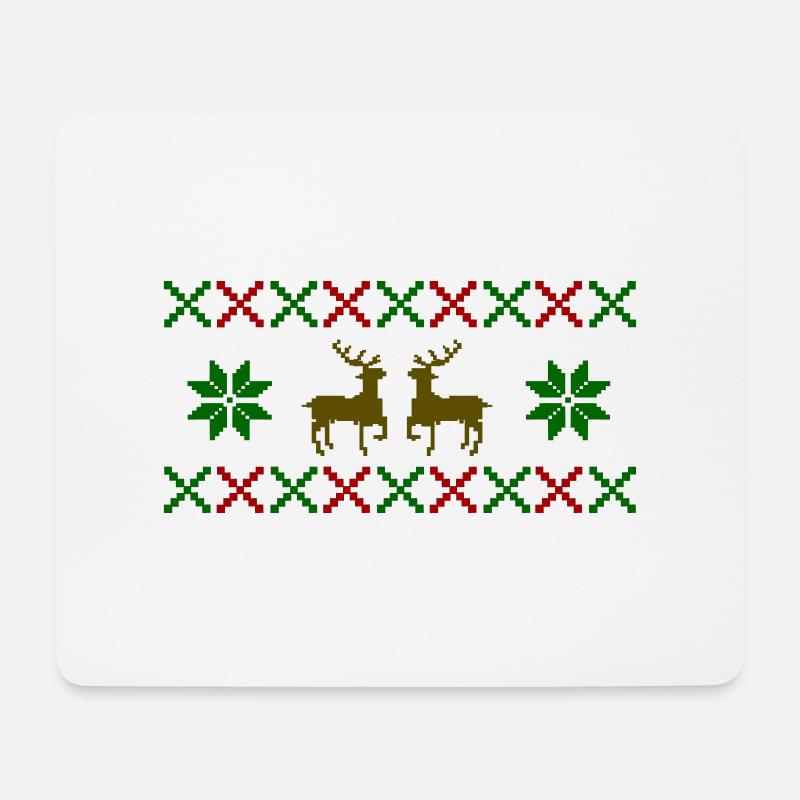 norwegen muster reh weihnachten - Mousepad (Querformat) - Weiß