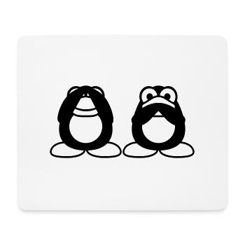 2 Penguins Talking Nothing See Mute Blind Friends - Mouse Pad (horizontal) - white - Front