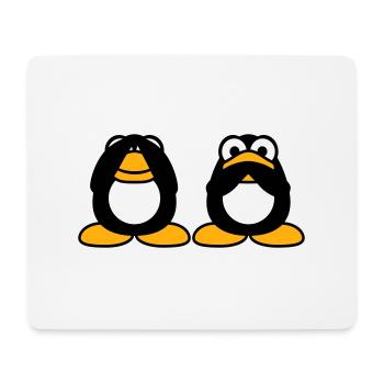 2 Penguins Talking Nothing See Mute Blind Friends - Mouse Pad (horizontal) - white - Front