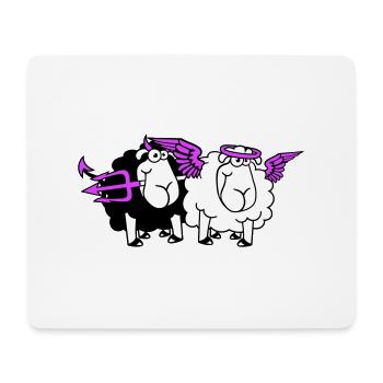 2 Mouton Ange Diable Satan Enfer Mal Paradis Bien - Tapis de souris (format paysage) - blanc - Devant