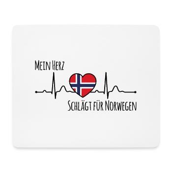 Mein Herz schlägt für Norwegen Skandinavien - Mousepad (Querformat) - Weiß - Vorne