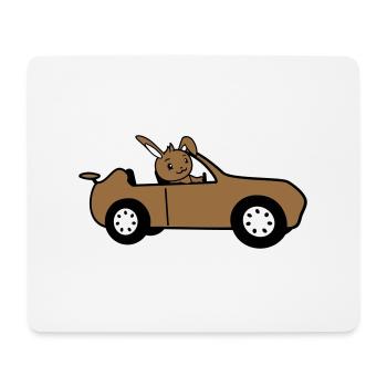 Hase Auto schnell fahren Autofahrer Führerschein - Mousepad (Querformat) - Weiß - Vorne