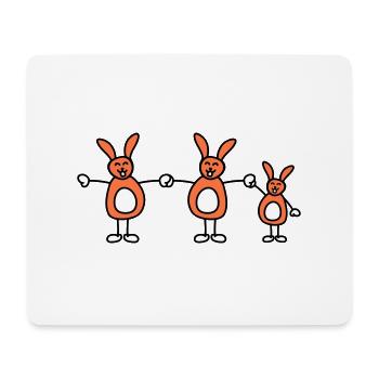 3 lapins, famille, enfants, parents, trois frères et sœurs, mignon, - Tapis de souris (format paysage) - blanc - Devant