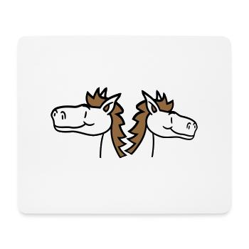 2 Pferde Team Pony Fohlen Pärchen Comic Freunde - Mousepad (Querformat) - Weiß - Vorne
