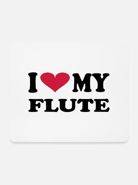 I Love my flute - Mousepad (Querformat) - Weiß