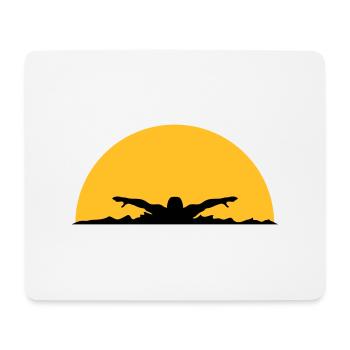 wellen abend sonne nacht palmen strand insel meer - Mousepad (Querformat) - Weiß - Vorne