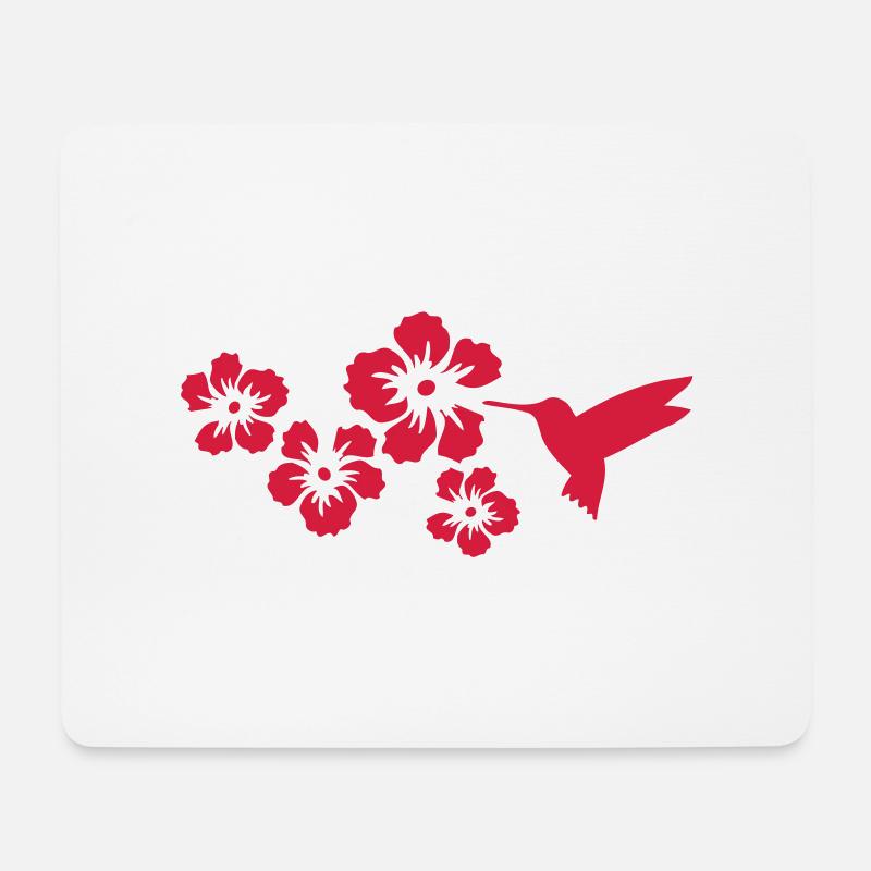 kolibri hibiskus - Mousepad (Querformat) - Weiß