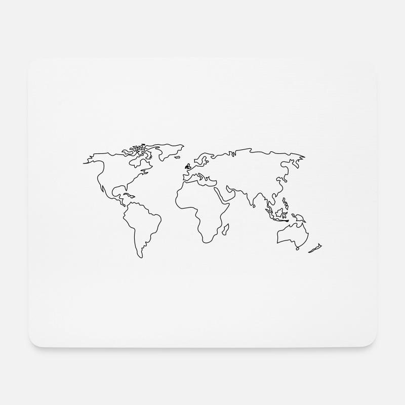 Weltkarte - Mousepad (Querformat) - Weiß