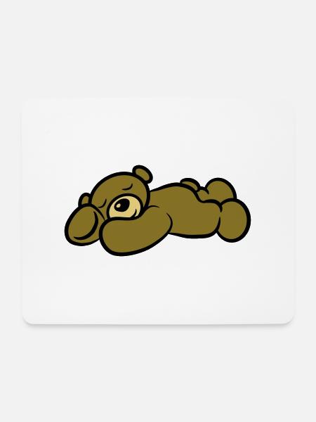 Teddybär schlafen müde süss - Mousepad (Querformat) - Weiß