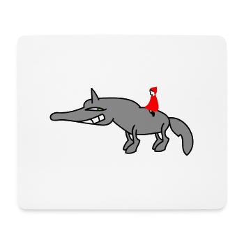 Wolf mit Rotkäppchen - Mousepad (Querformat) - Weiß - Vorne