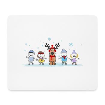 Weihnachten - Elch und Kinder - Mousepad (Querformat) - Weiß - Vorne
