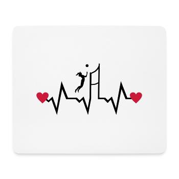 Volleyball & Herzschlag, Volleyballspielerin - Mousepad (Querformat) - Weiß - Vorne