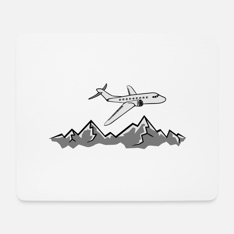 berge alpen linienflugzeug flugzeug fliegen pilot - Mousepad (Querformat) - Weiß