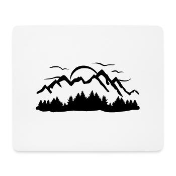 Berg, Wald, Sonne und Wolken - Mousepad (Querformat) - Weiß - Vorne