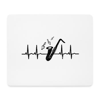 I love sax (saxophone heartbeat) saxophone - Mouse Pad (horizontal) - white - Front