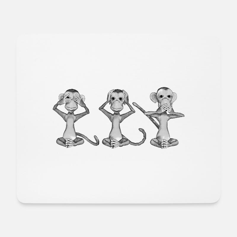 Die drei Affen - Mousepad (Querformat) - Weiß