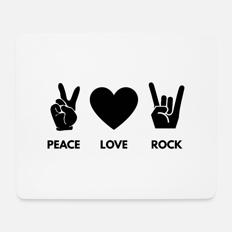 Peace Love Rock - Mousepad (Querformat) - Weiß