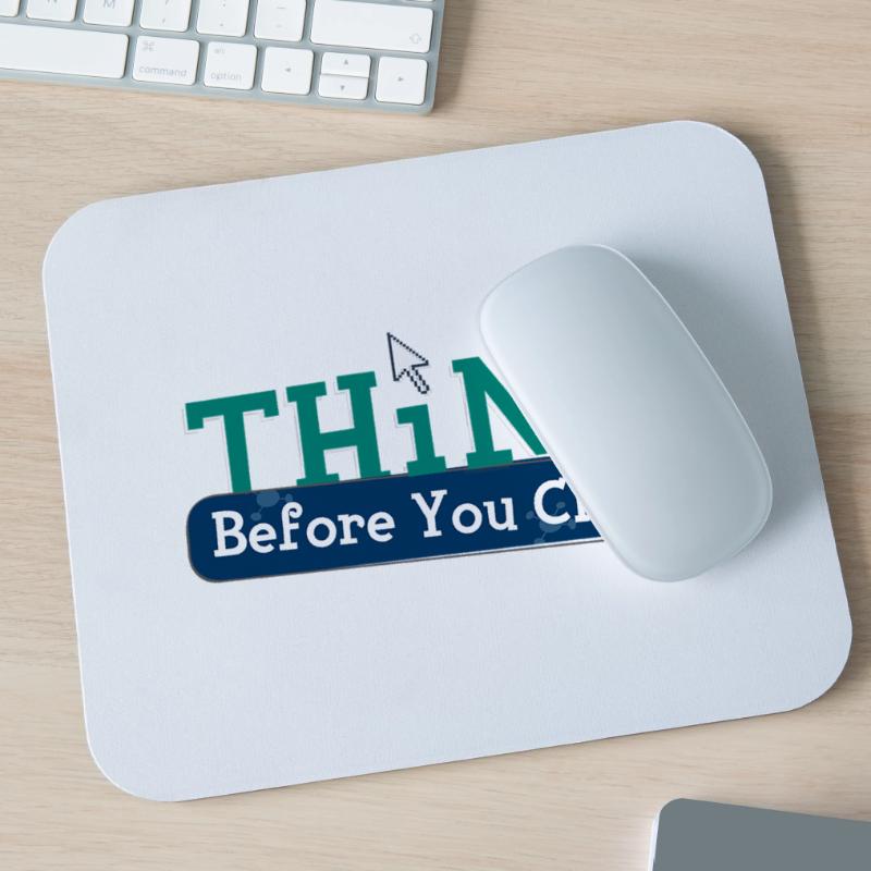 Think before computer hacking hacker Mouse Pad (horizontal)