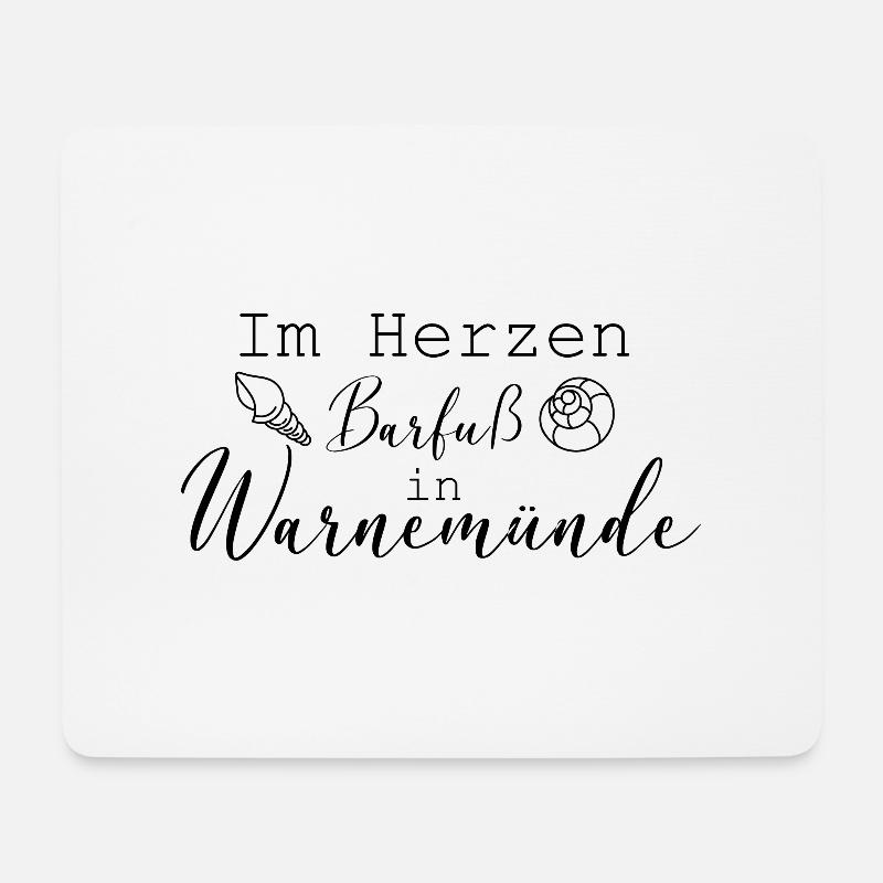 Im Herzen Barfuß in Warnemünde Geschenk Erinnerung - Mousepad (Querformat) - Weiß