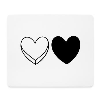 Black and White Herzen - Mousepad (Querformat) - Weiß - Vorne