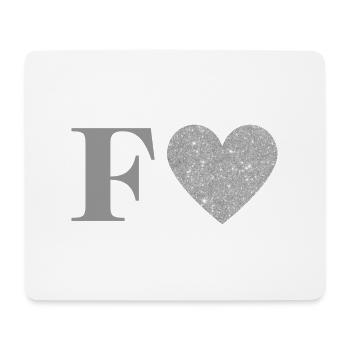 Buchstabe f silbernes Herz - Mousepad (Querformat) - Weiß - Vorne