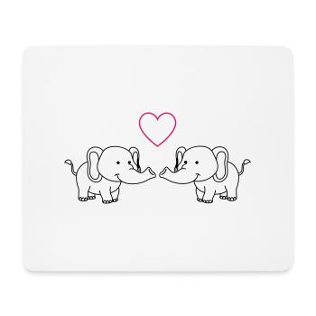 Éléphants amoureux - Tapis de souris (format paysage) - blanc - Devant